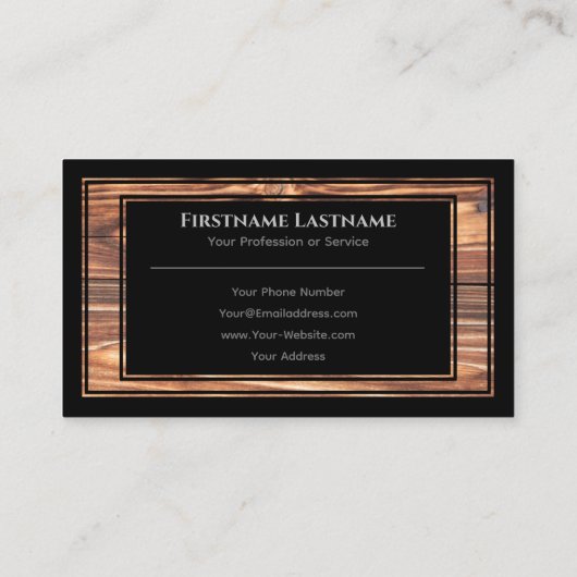 Elegan zwarte houten resten van hout visitekaartje (Achterkant)