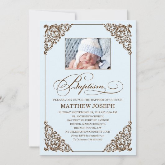  ELEGANCE  | BAPTISME-INVITATIE KAART (Voorkant)