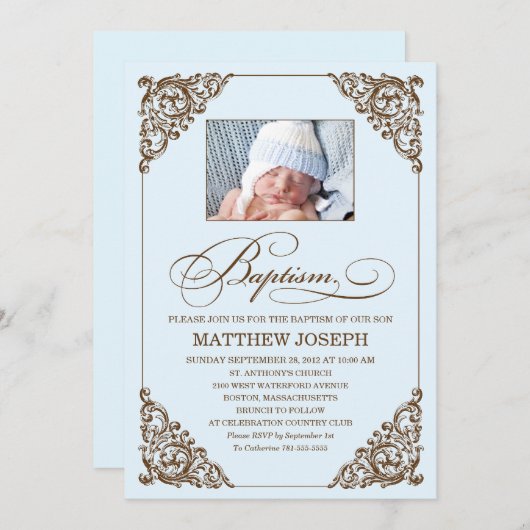  ELEGANCE  | BAPTISME-INVITATIE KAART (Voorkant / Achterkant)