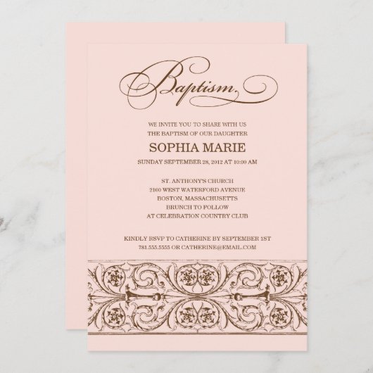 ELEGANCE  | BAPTISME-INVITATIE KAART (Voorkant / Achterkant)