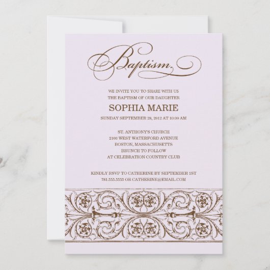  ELEGANCE  | BAPTISME-INVITATIE KAART (Voorkant)