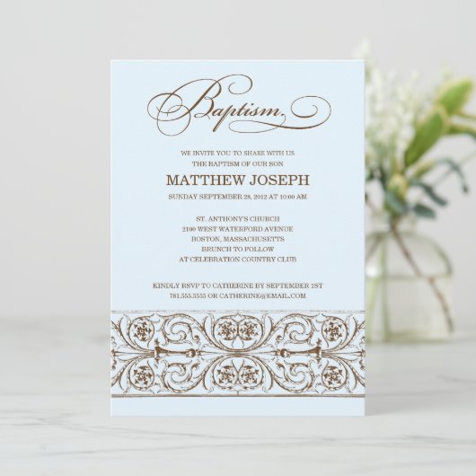 ELEGANCE | BAPTISME-INVITATIE KAART (Staand voorkant)