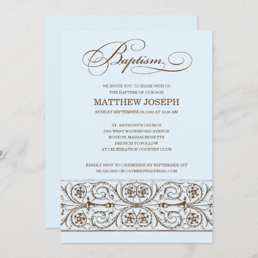  ELEGANCE  | BAPTISME-INVITATIE KAART (Voorkant / Achterkant)