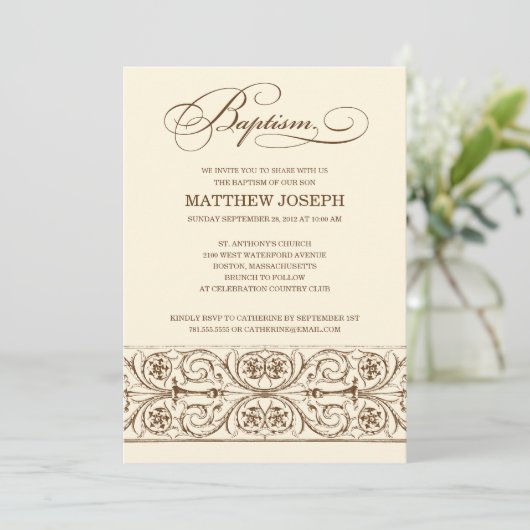  ELEGANCE  | BAPTISME-INVITATIE KAART (Staand voorkant)