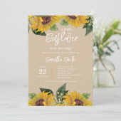 Elegance Beige Rustiek Zonnebloem Baby shower Kaart (Staand voorkant)