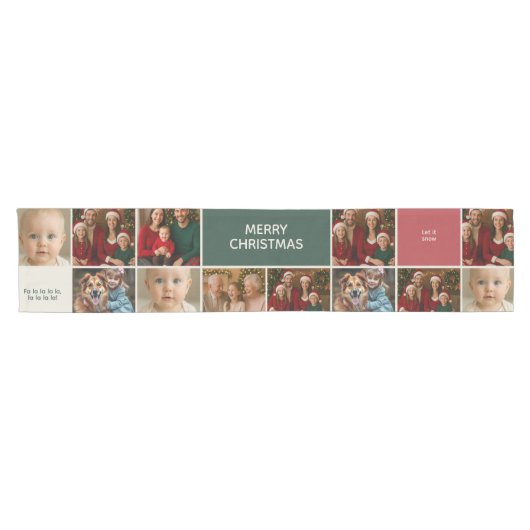 elegance bigger family Photos collage Christmas Korte Tafelloper (Horizontaal)