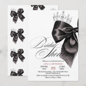 Elegance Black Bow Bridal Shower Kaart (Voorkant / Achterkant)