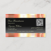 Elegance Black Roos Gold Borders Logo en QR-code Visitekaartje (Achterkant)