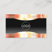 Elegance Black Roos Gold Borders Logo en QR-code Visitekaartje (Voorkant)