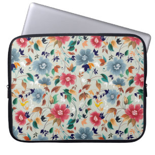 Elegance Blooms: bloemenrijke achtergrond Laptop Sleeve