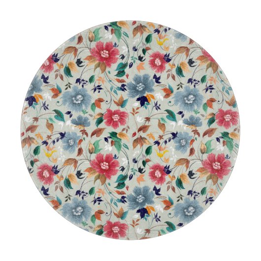 Elegance Blooms: bloemenrijke  achtergrond Snijplank (Voorkant)