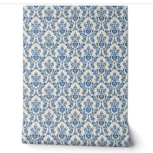 ELEGANCE Blue Damask Naadloos patroon Behang