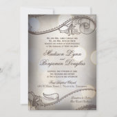  Elegance Bokeh Rustic Wedding Invitations Kaart (Voorkant)