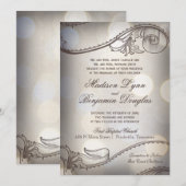 Elegance Bokeh Rustic Wedding Invitations Kaart (Voorkant / Achterkant)