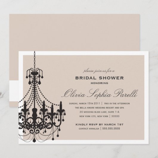 ELEGANCE | BRIDAL SHOWER INVITATION KAART (Voorkant / Achterkant)
