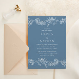  Elegance Classic Bloemstof Dusty Blue Wedding Kaart