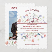 Elegance: Classic Floral Wedding Save The Date Kaart (Voorkant / Achterkant)