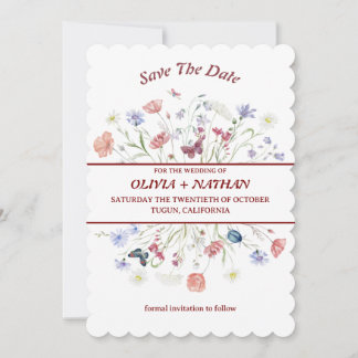 Elegance: Classic Floral Wedding Save The Date Kaart
