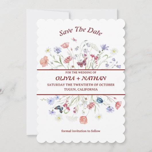 Elegance: Classic Floral Wedding Save The Date Kaart (Voorkant)