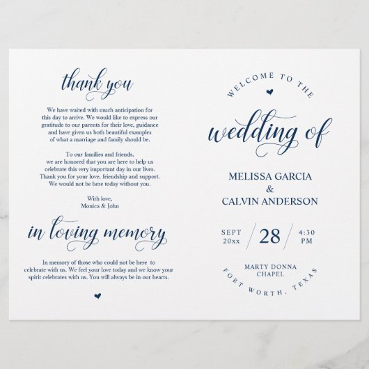 Elegance Classy Wedding Ceremony Foldable Program (Voorkant)