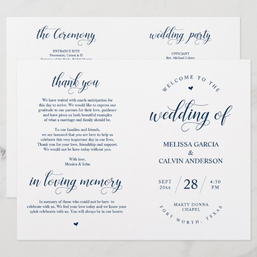 Elegance Classy Wedding Ceremony Foldable Program (Voorkant / Achterkant)