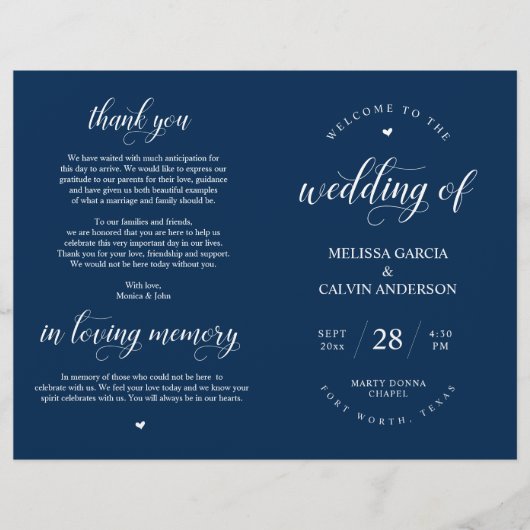 Elegance Classy Wedding Ceremony Foldable Program (Voorkant)