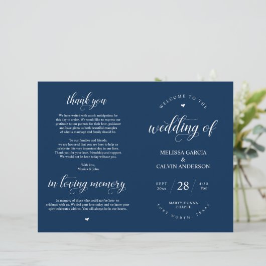 Elegance Classy Wedding Ceremony Foldable Program (Staand voorkant)
