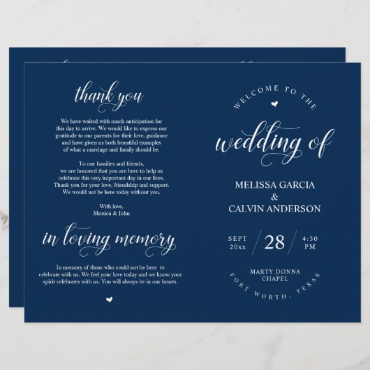 Elegance Classy Wedding Ceremony Foldable Program (Voorkant / Achterkant)