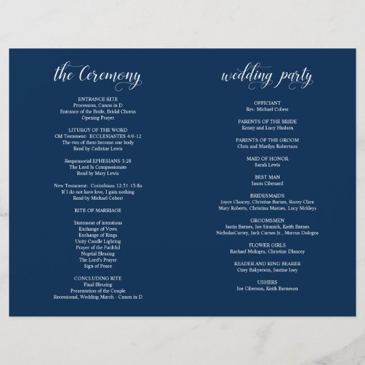 Elegance Classy Wedding Ceremony Foldable Program (Achterkant)
