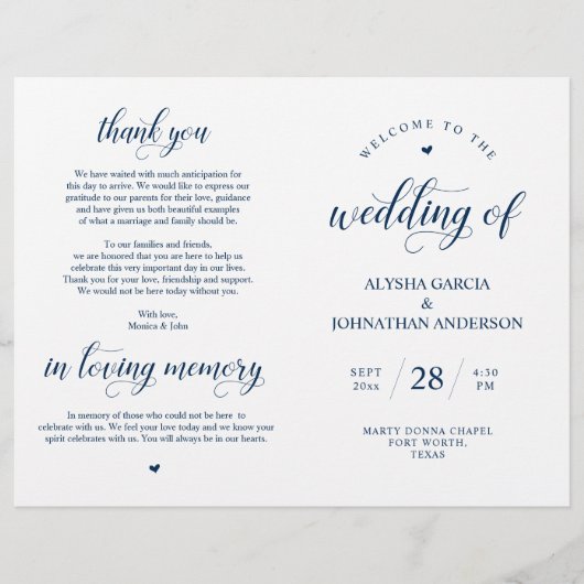 Elegance Classy Wedding Ceremony Foldable Program (Voorkant)