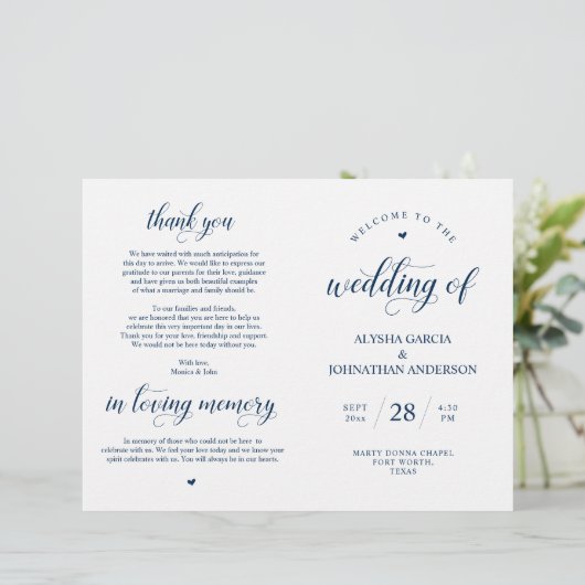 Elegance Classy Wedding Ceremony Foldable Program (Staand voorkant)