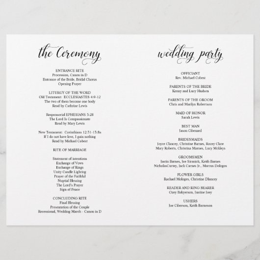 Elegance Classy Wedding Ceremony Foldable Program (Achterkant)