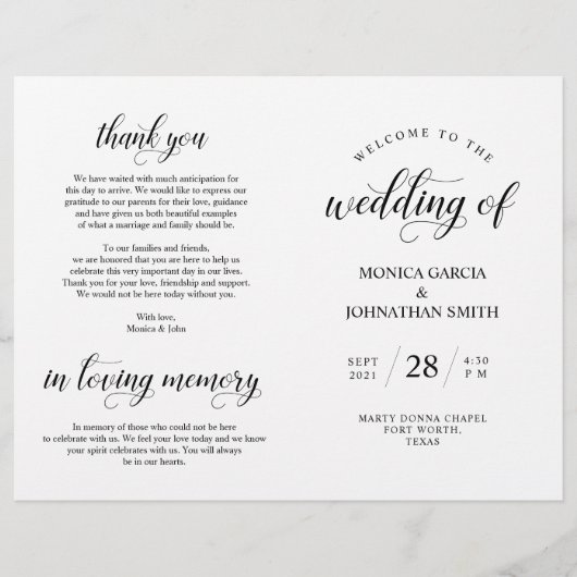 Elegance Classy Wedding Ceremony voudable Program (Voorkant)