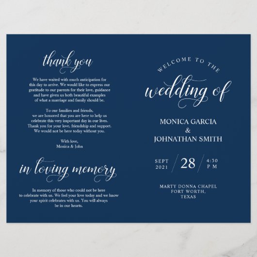 Elegance Classy Wedding Ceremony voudable Program (Voorkant)