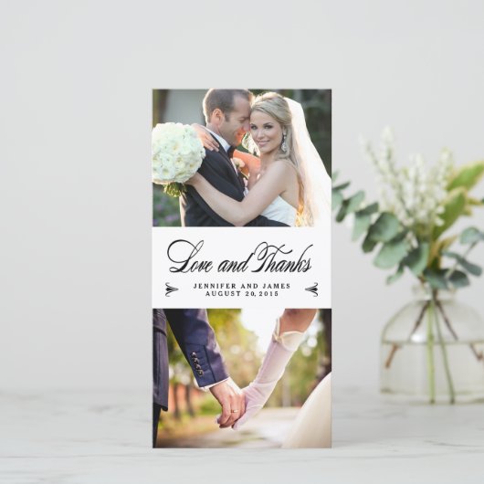 Elegance collage bruiloft dank u fotokaart bedankkaart (Staand voorkant)