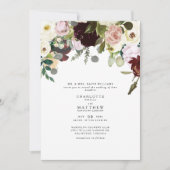 Elegance Dusty Roos & Burgundy Floral Wedding Kaart (Voorkant)