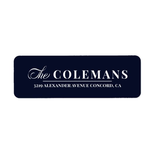 Elegance | Familienaam | Stilisty Blue Holiday Etiket (Voorkant)