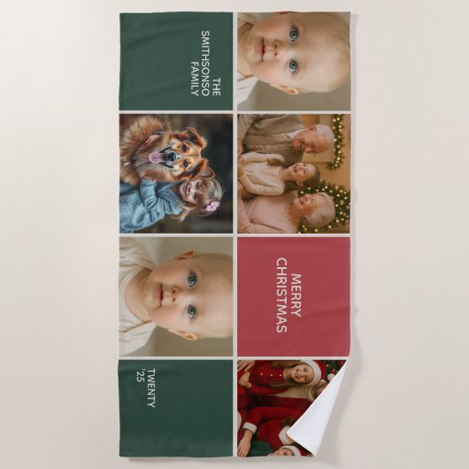 elegance family Photos collages merry Christmas Strandlaken (Voorkant)