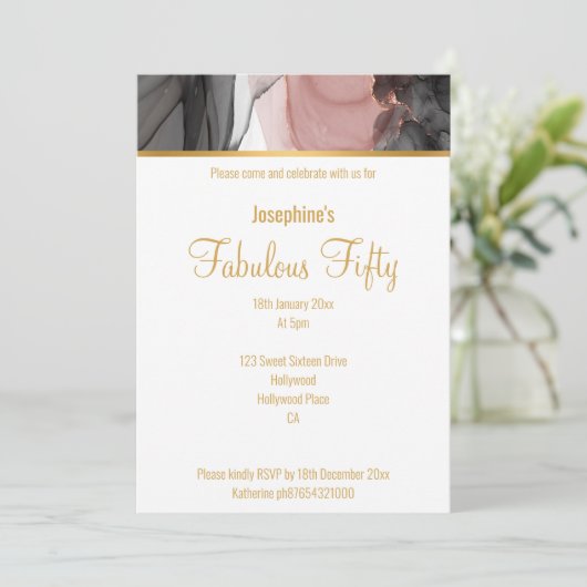 ELEGANCE FLOATING ROOS CUSTOM INVITATION KAART (Staand voorkant)