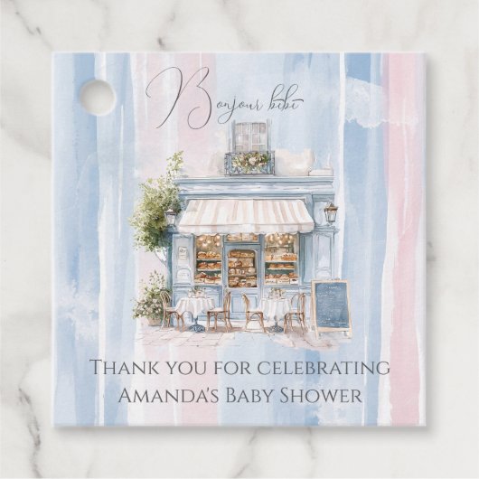 Elegance Frans Café Baby shower Bedankjes Labels (Voorkant)