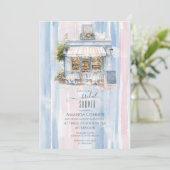 Elegance Frans Café Bruidsfeest Kaart (Staand voorkant)