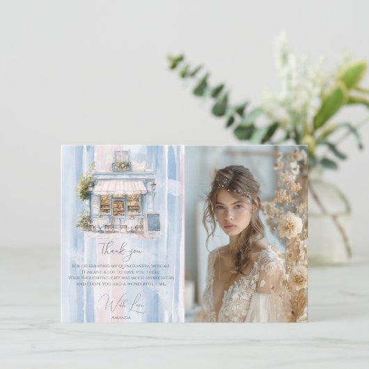 Elegance Franse Cafe Verjaardag Bedankkaart (Staand voorkant)