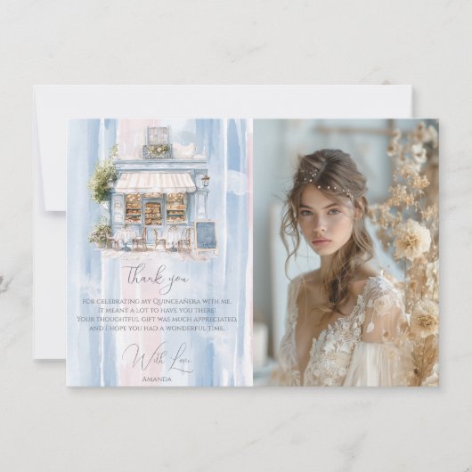 Elegance Franse Cafe Verjaardag Bedankkaart (Voorkant)