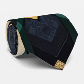 Elegance Geometry - negro,  verde esmeralda, oro Stropdas (Opgerold)
