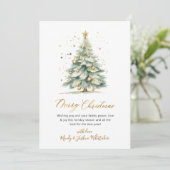 Elegance Gold Script Niet Foto Kerstboom Feestdagenkaart (Staand voorkant)