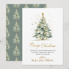 Elegance Gold Script Niet Foto Kerstboom Feestdagenkaart