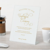 Elegance Gold Script Unplugged Ceremony Reclamebord Met Voetstuk (Insitu)