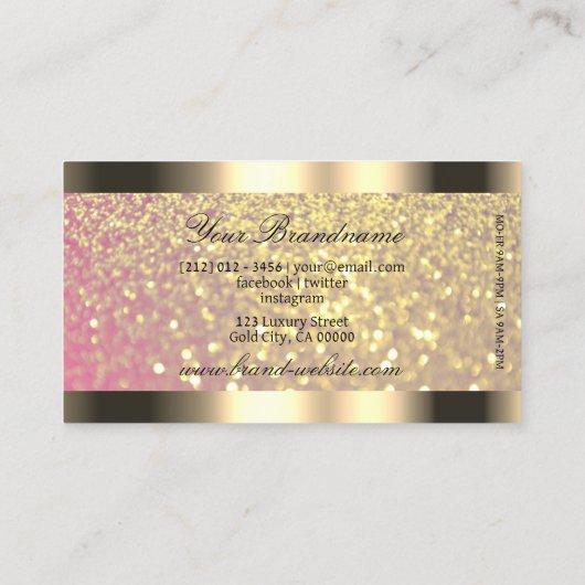 Elegance Golden Glitter Roze Lila en Gouden Grens Visitekaartje (Achterkant)