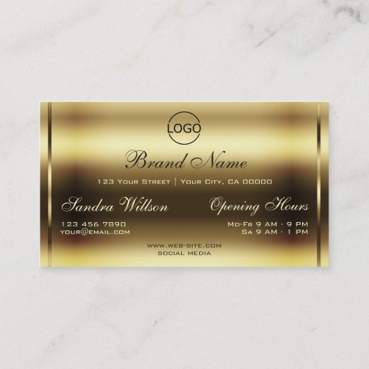 Elegance Golden Shimmer Sparkling Glitter en Logo Visitekaartje (Achterkant)