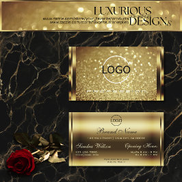 Elegance Golden Shimmer Sparkling Glitter en Logo Visitekaartje